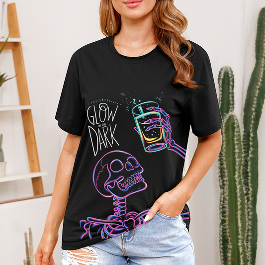 GLOW DARK Skull Pattern T-Shirt