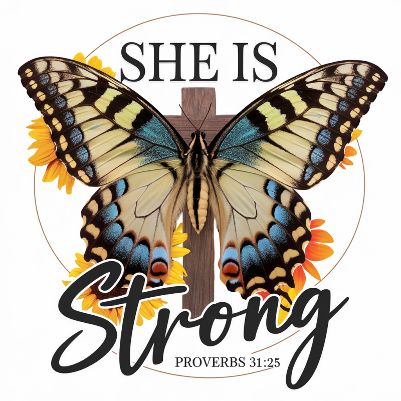 Sunflower Butterfly Cross Cotton Graphic T-Shirt