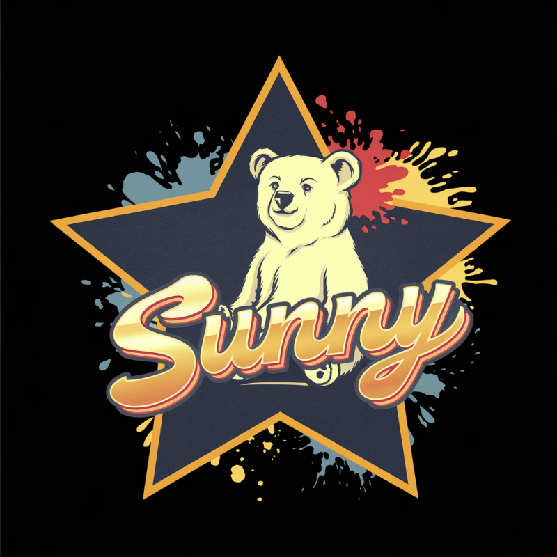 Sunny Bear Graphic Black T-Shirt
