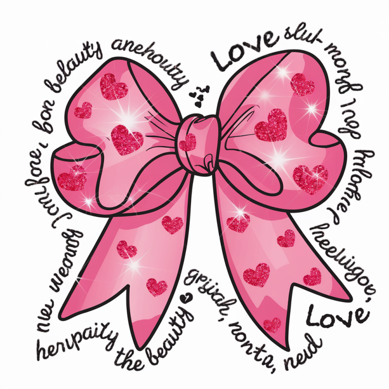 Kawaii Pink Bow Heart Graphic Cotton T-Shirt