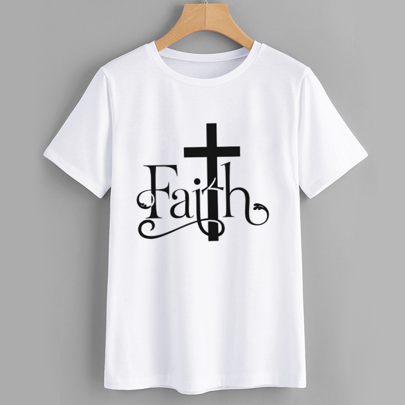 Faith Cross Graphic Cotton T-Shirt