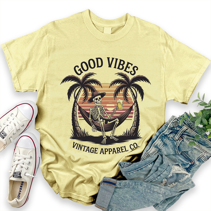 Good Vibes Beach Pattern T-Shirt