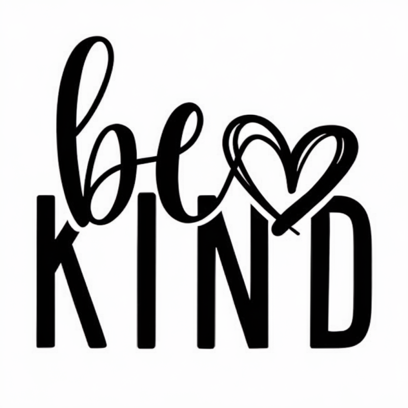 Be Kind Heart Print Cotton Graphic T-Shirt