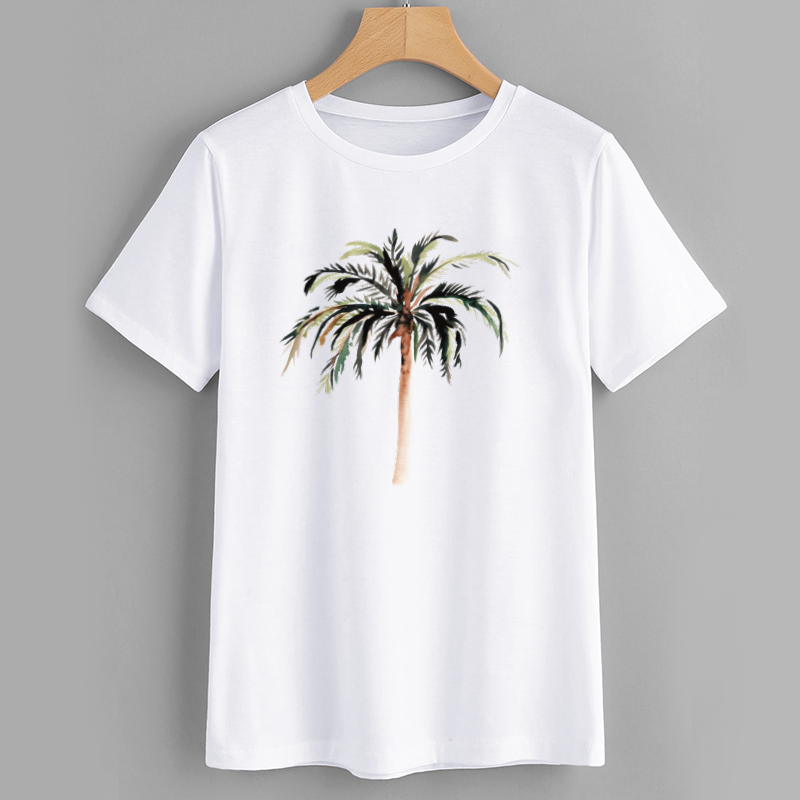 Palm Tree Graphic T-Shirt for Summer Casual Wear