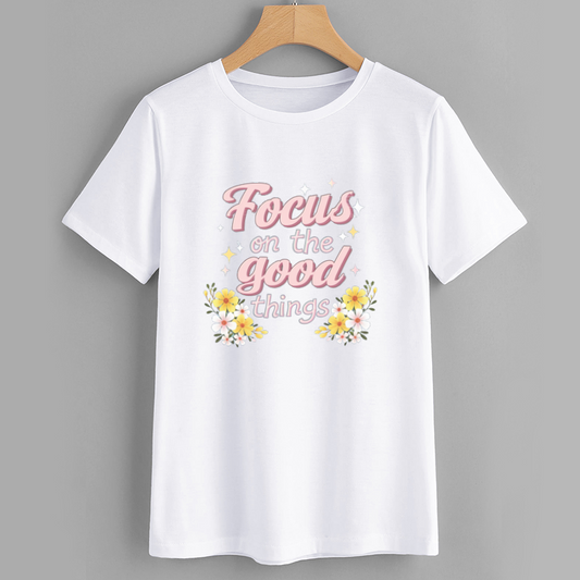 Focus Floral Cotton Graphic Tee Shirt