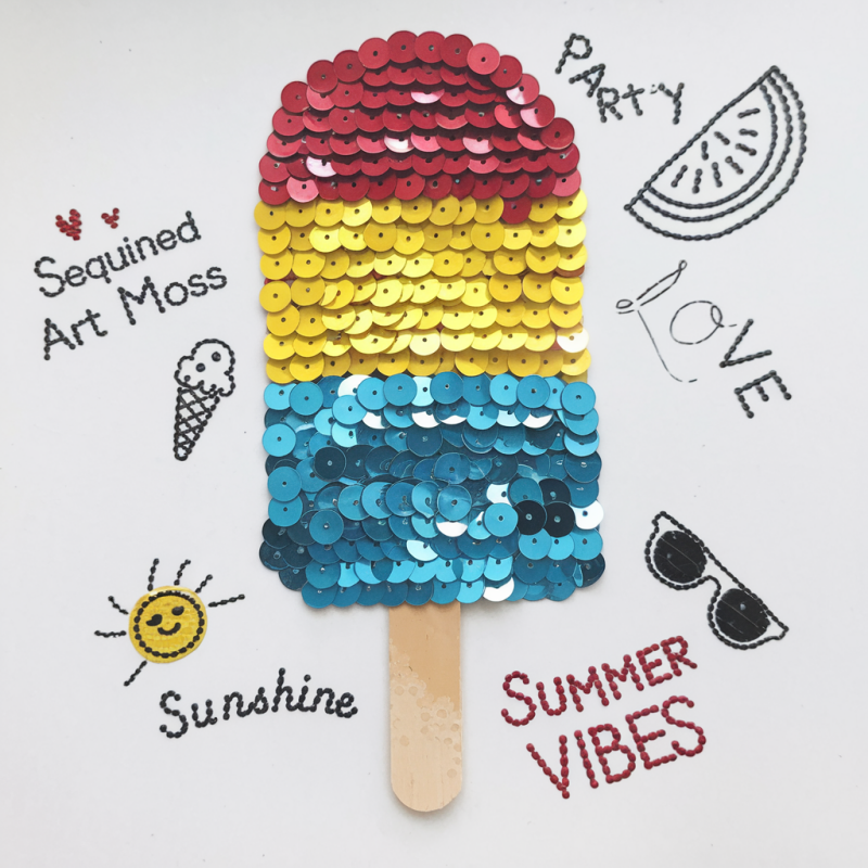 Bright Sequined Popsicle Cotton T-Shirt