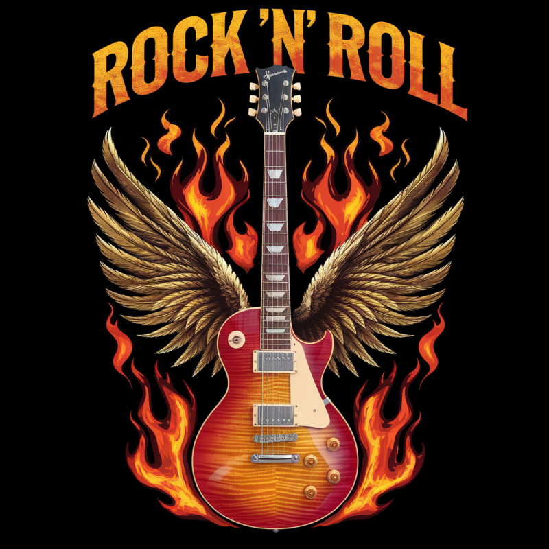 Vintage Rock 'N' Roll Guitar Graphic T-Shirt