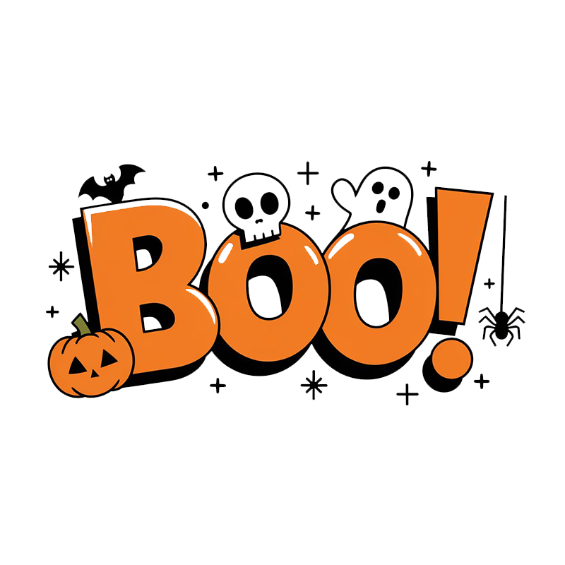 Halloween Pattern Top with "Boo!" T-Shirt