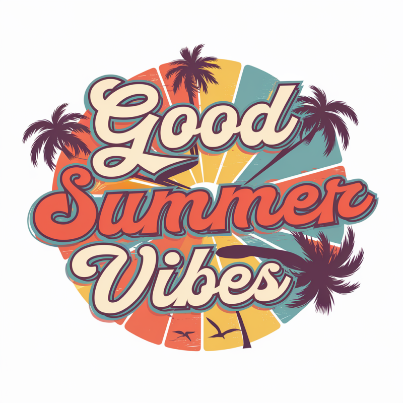 Retro Good Summer Vibes Cotton Graphic T-Shirt
