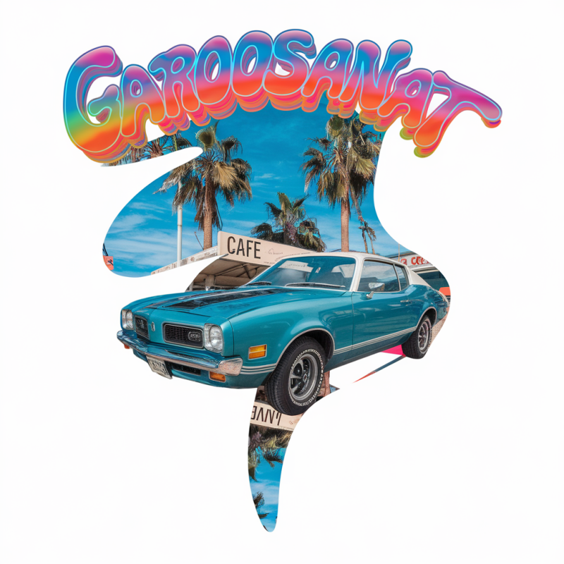Retro Car Graphic T-Shirt with Beach Vibes