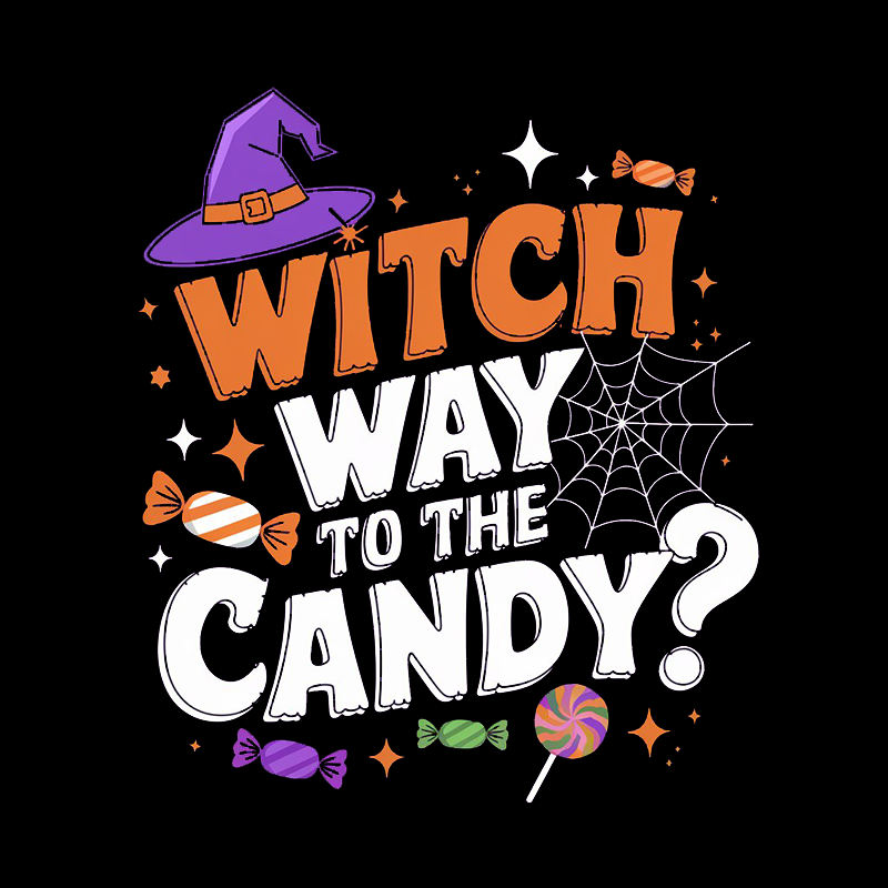 Halloween Witch Way to the Candy Graphic Top