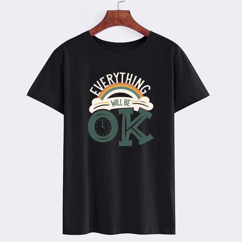 Everything Will Be OK Graphic Tee - Motivational Black T-Shirt