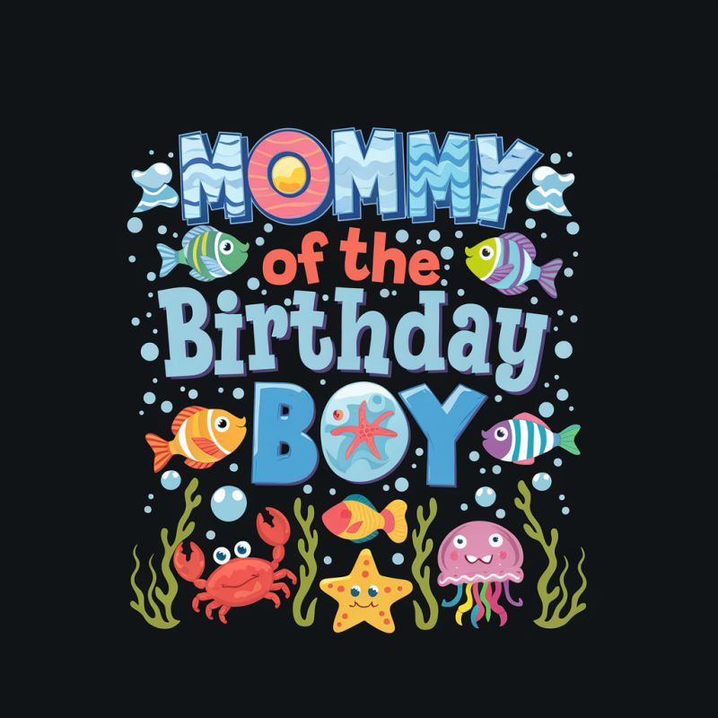 Mommy of the Birthday Boy Ocean Theme T-Shirt