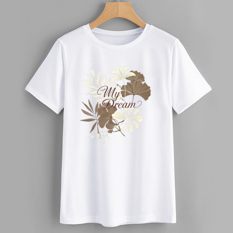 Floral Graphic T-Shirt with 'My Dream' Design