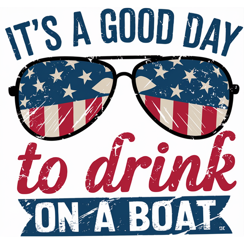 Fun Pattern Top - 'IT'S A GOOD DAY, to drink ON A BOAT' T-shirt