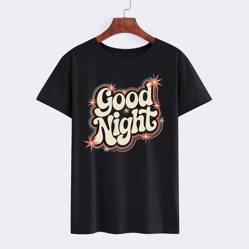 Good Night Graphic Tee - Vintage Style Black T-Shirt