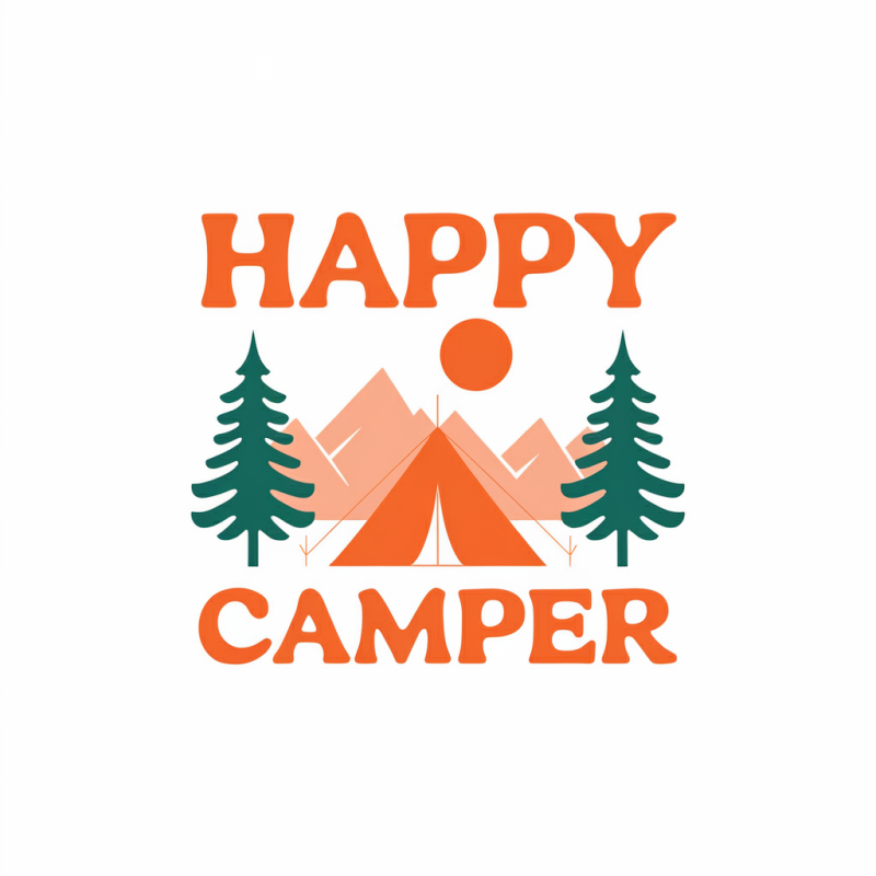 Happy Camper Graphic T-Shirt for Outdoor Enthusiasts