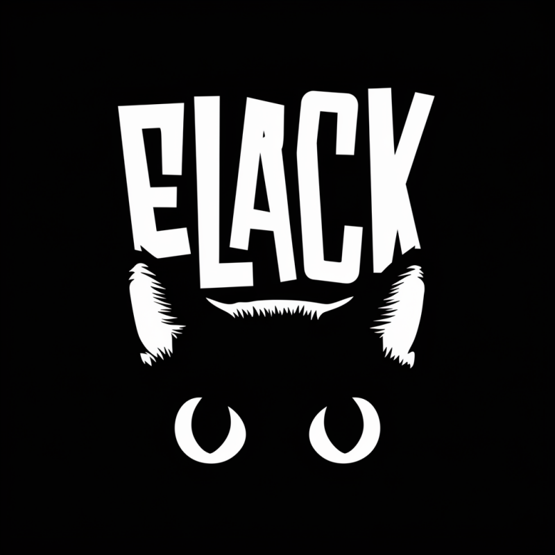 ELACK Cat Graphic Black T-Shirt