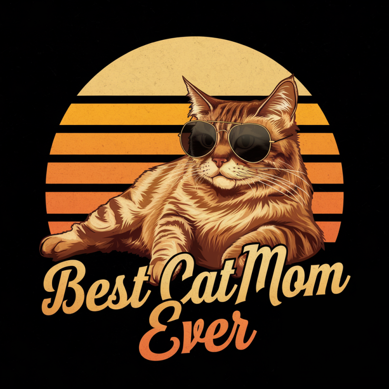 Best Cat Mom Ever Vintage Graphic T-Shirt