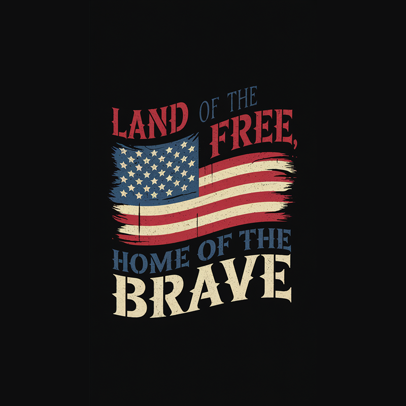 American Flag T-shirt 'Land of the Free, Home of the Brave'