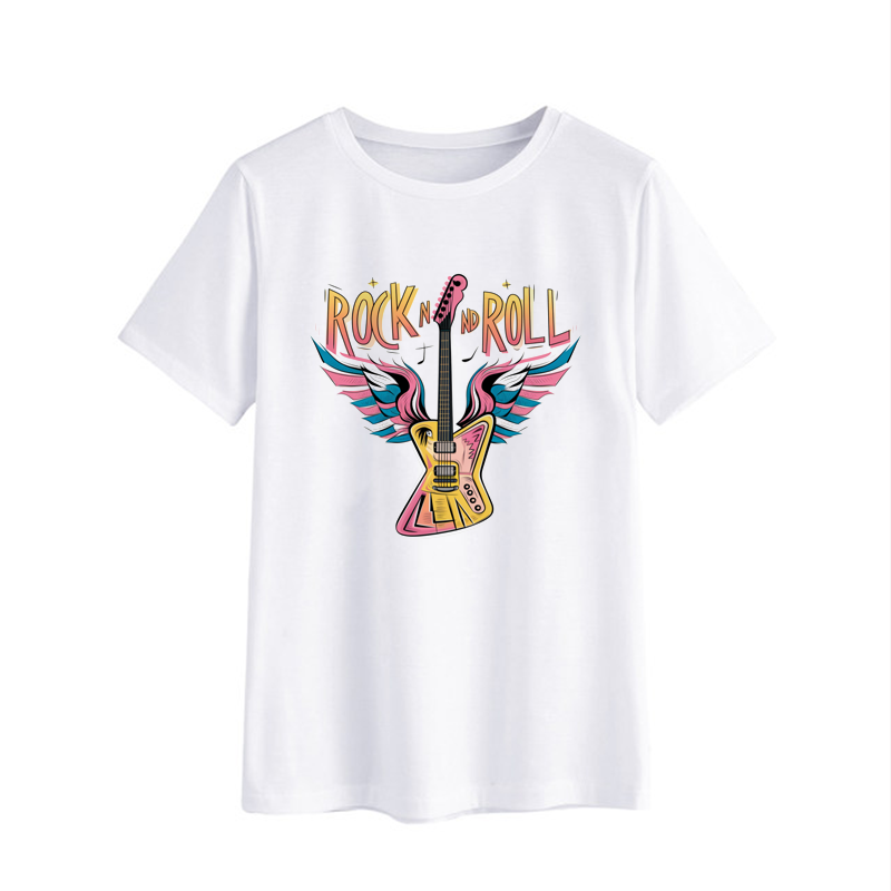 Rock and Roll Graphic T-Shirt with Guitar Design