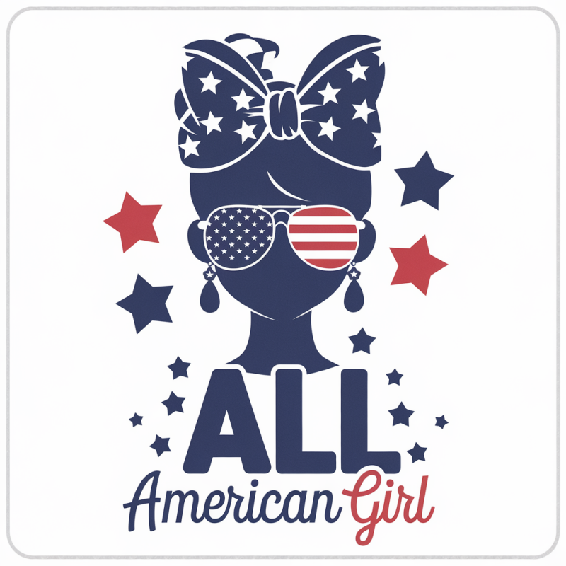 All American Girl Patriotic Graphic T-Shirt