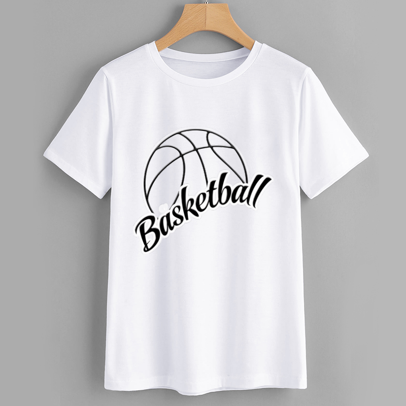 Sporty Basketball Graphic Cotton T-shirt