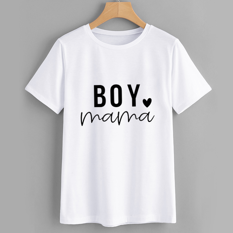 Boy Mama Cotton Letter Print Graphic T-Shirt
