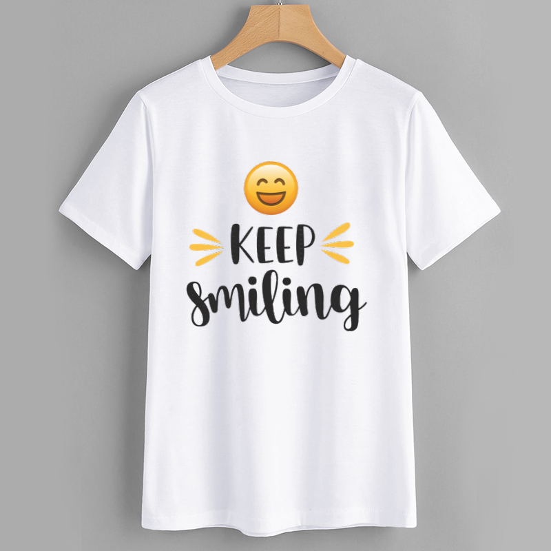 HappySmile Cotton White T-Shirt Casual