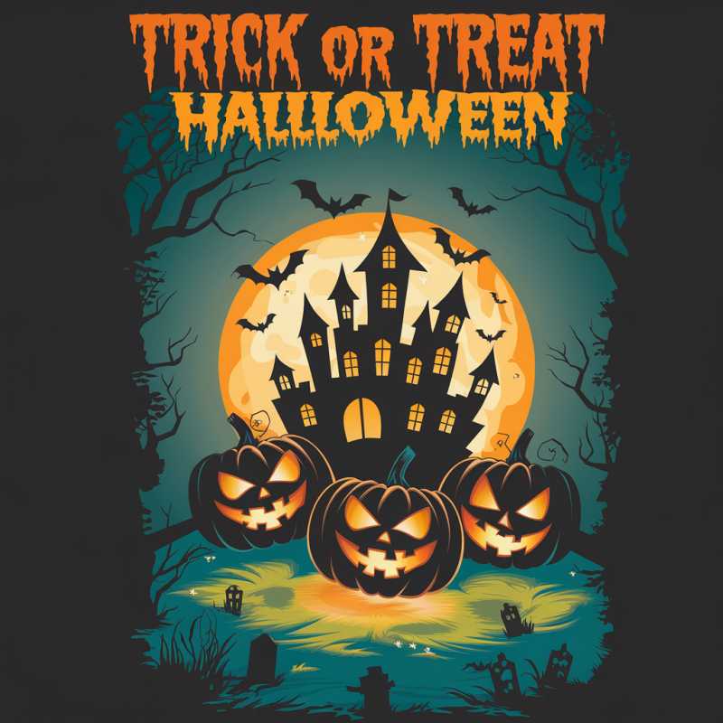 Spooky Halloween Pumpkin Graphic T-shirt Cotton Tee