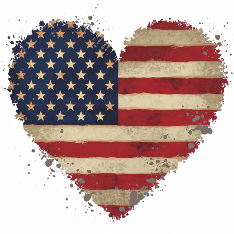 American Heart Flag T-Shirt - Patriotic Graphic Tee