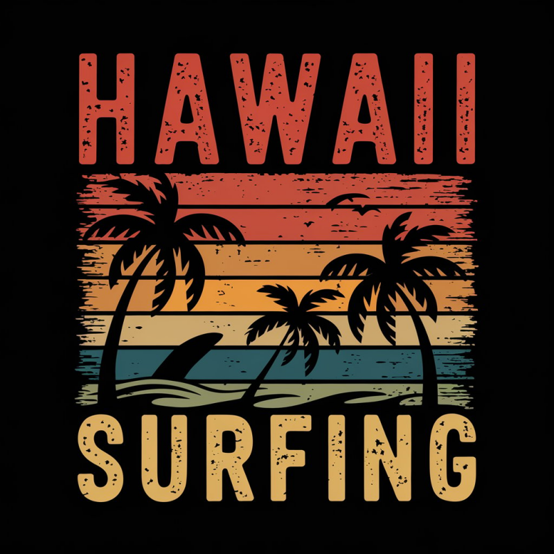 Hawaii Surfing Graphic T-Shirt for Men