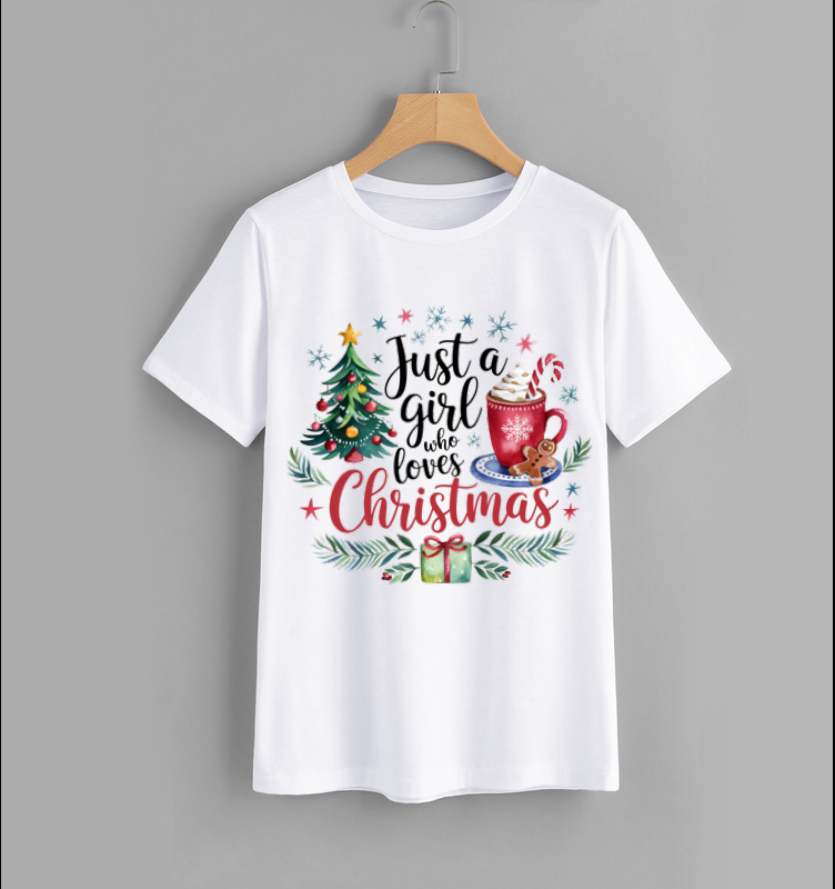 Just a Girl Who Loves Christmas Graphic T-Shirt