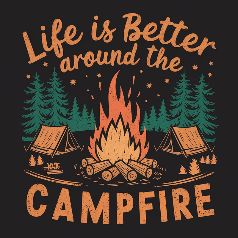 Outdoor Camping Graphic Top 'Life Is Better Around The Campfire' T-Shirt