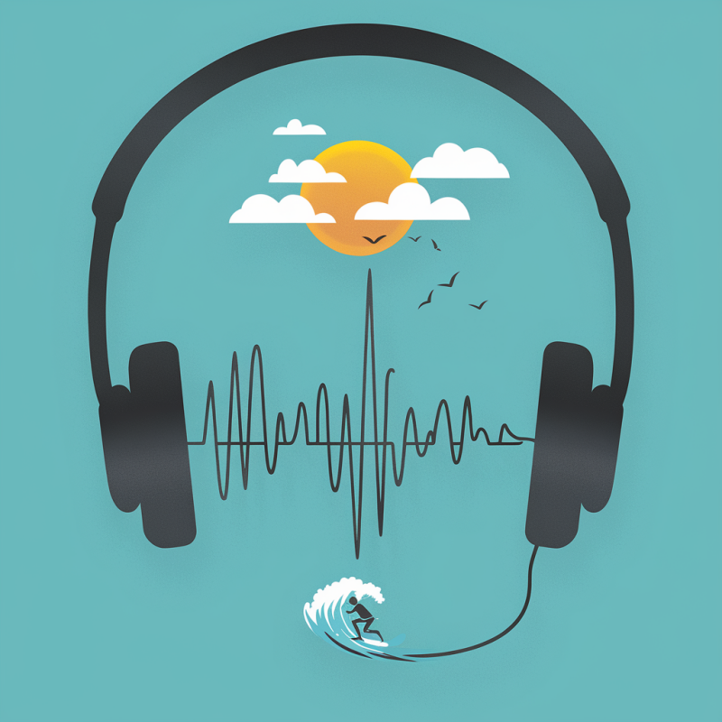 WaveSound Headphone Sunset Graphic Cotton T-Shirt