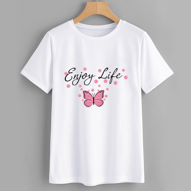 Enjoy Life Cotton Butterfly Graphic T-Shirt