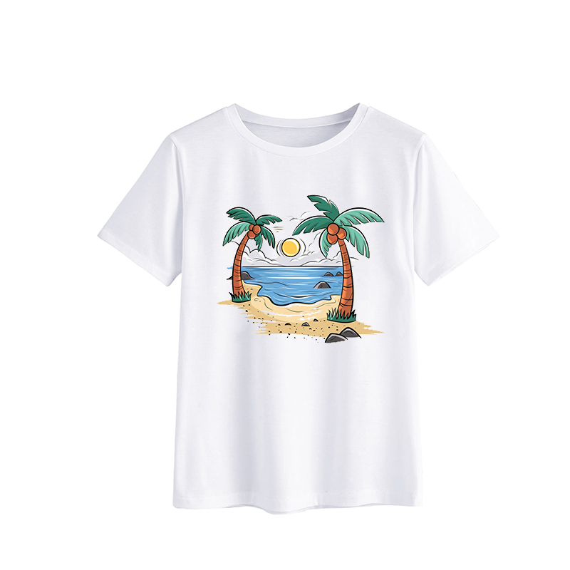 Beach Vibes Graphic T-Shirt with Palm Tree Design