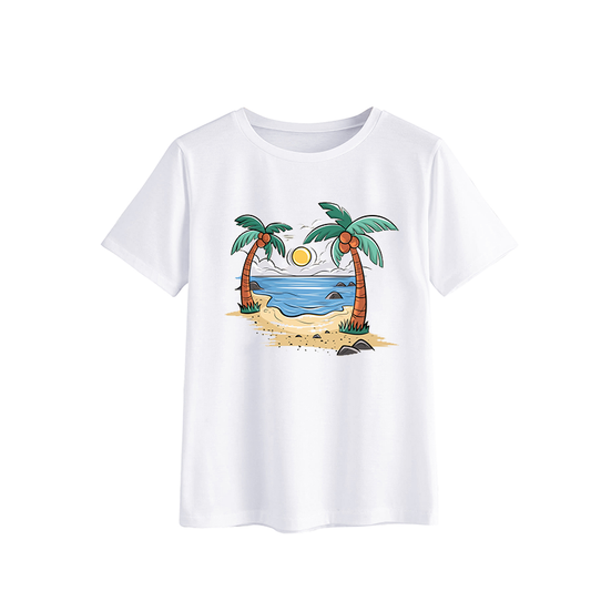 Beach Vibes Graphic T-Shirt with Palm Tree Design