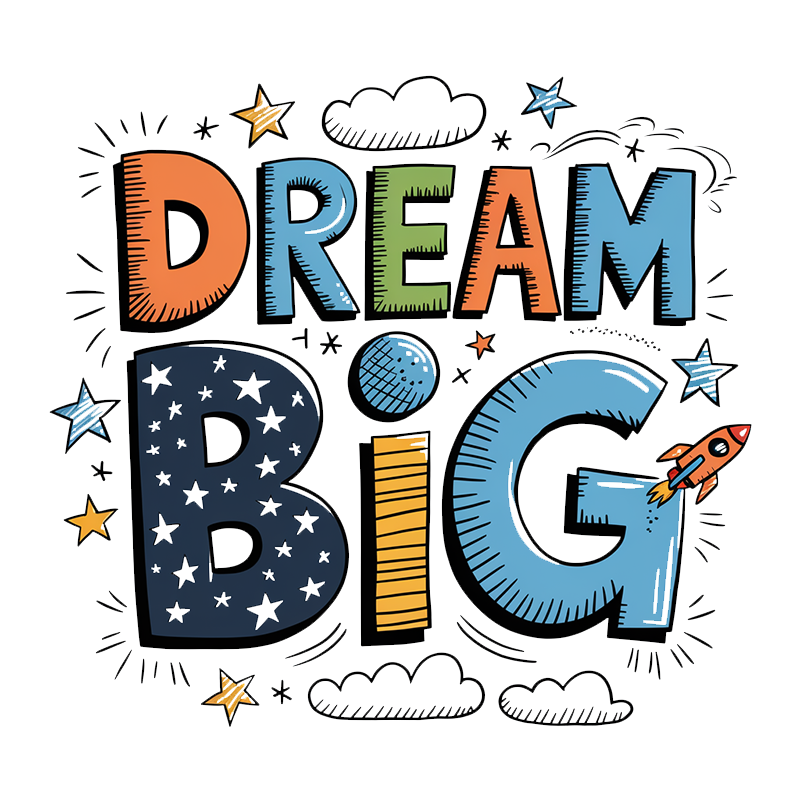 Casual Graphic Top - Dream Big T-Shirt