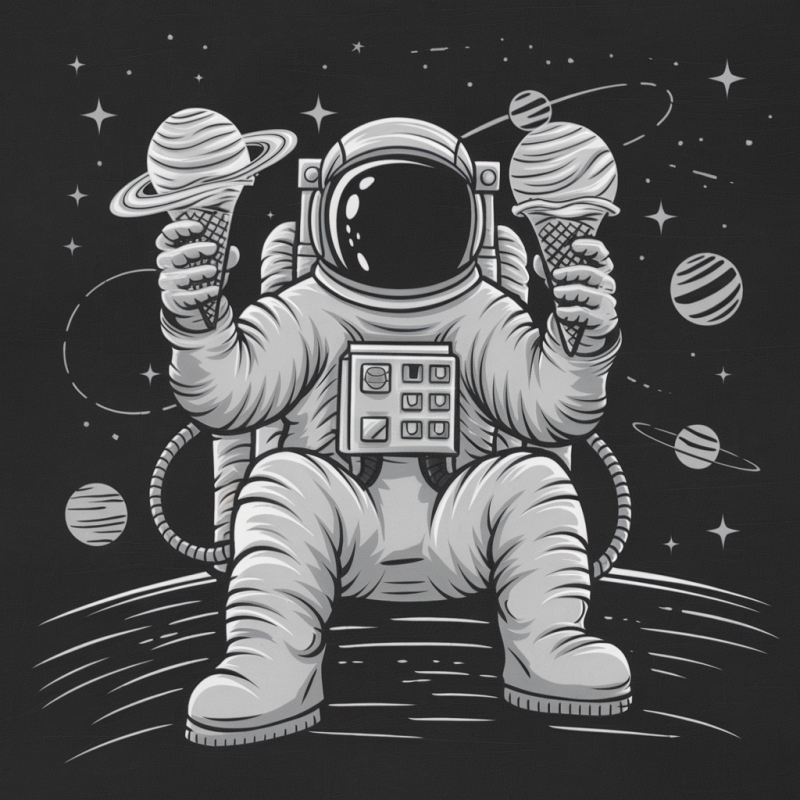 Galaxy Explorer Graphic T-Shirt - Astronaut with Planets