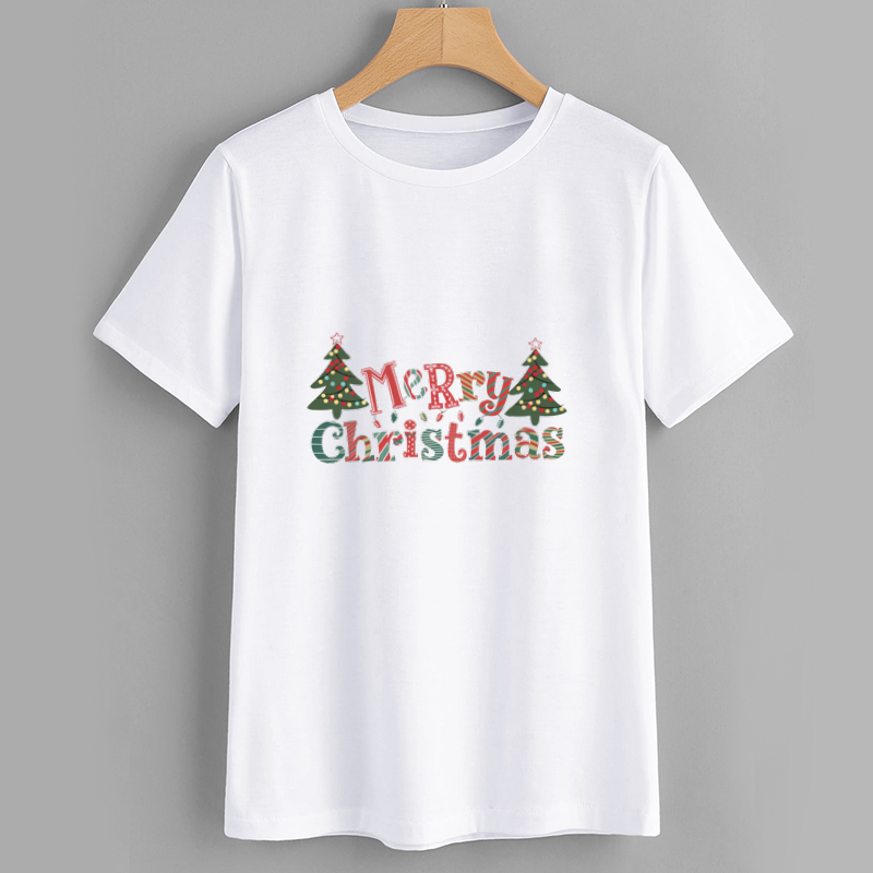 Merry Christmas Cotton T-Shirt Casual Holiday Tee