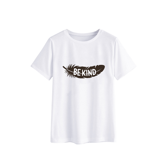Be Kind Feather Design Cotton T-Shirt