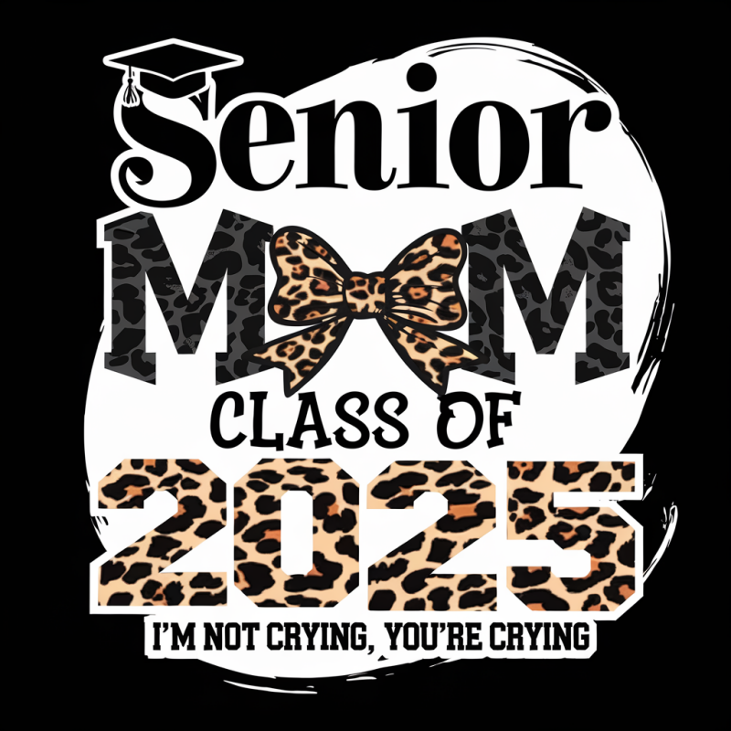 Senior Mom Class of 2025 T-Shirt with Leopard Print