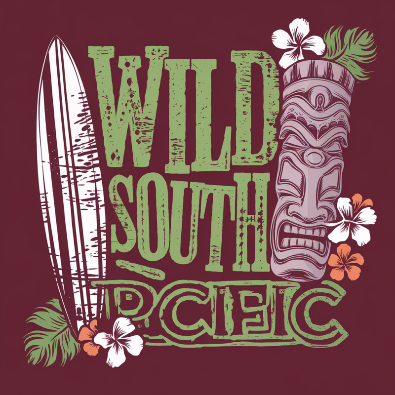 Wild South Pacific Hawaiian Graphic Cotton T-Shirt
