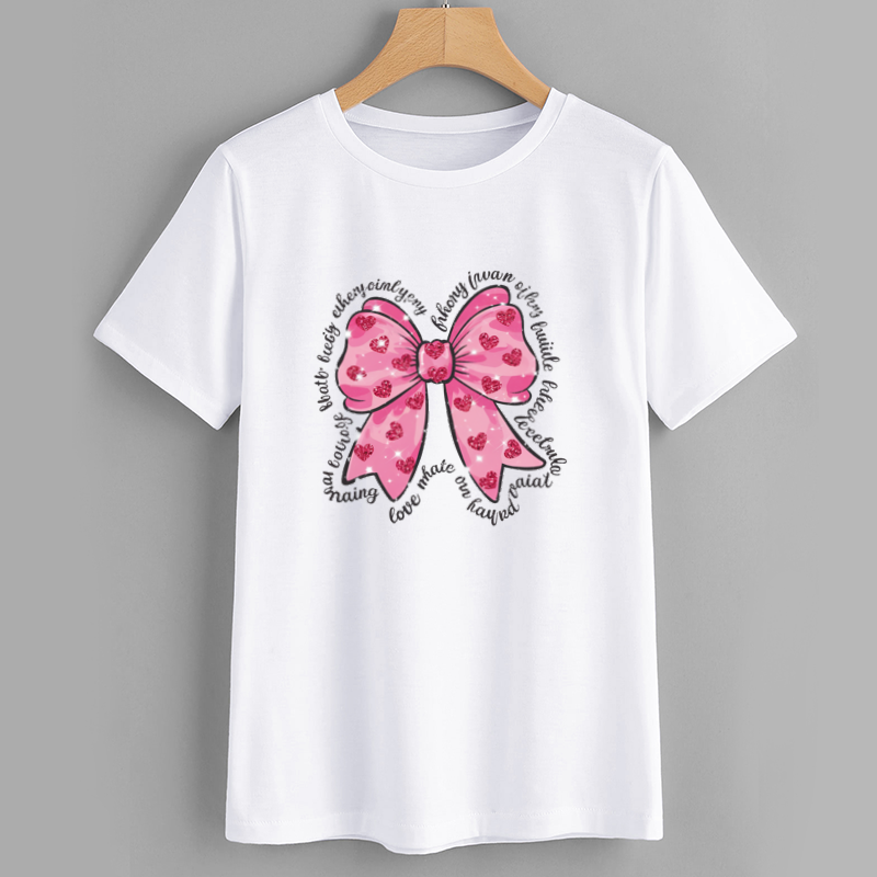 Adorable Pink Bow Graphic T-Shirt