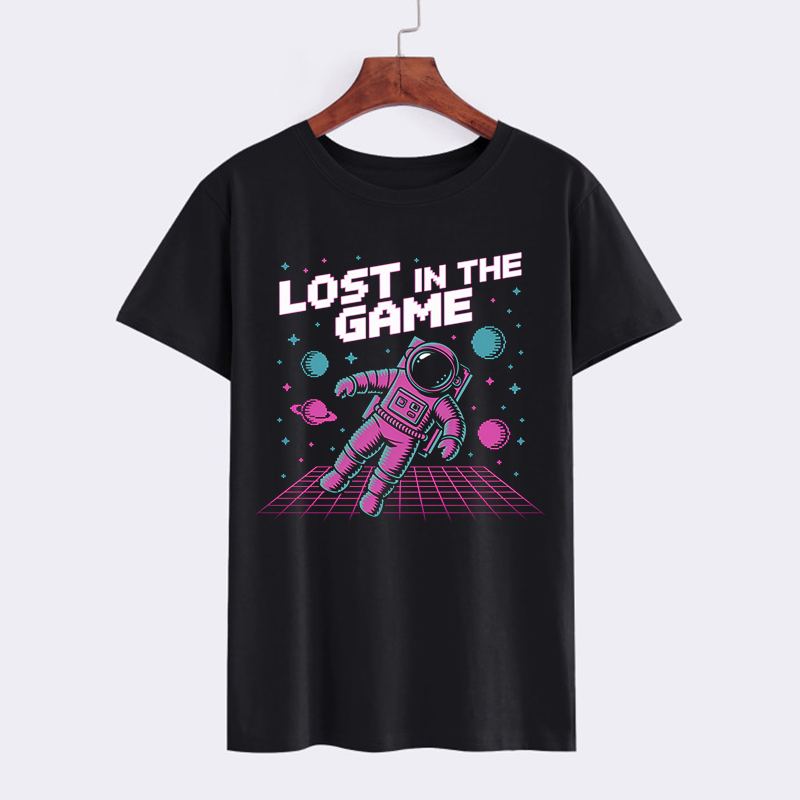 Retro Astronaut Gaming T-Shirt - Lost in the Game