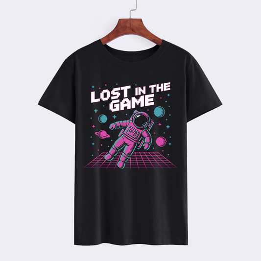 Retro Astronaut Gaming T-Shirt - Lost in the Game