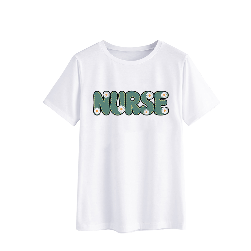 Funny Nurse Graphic T-Shirt with Floral Design