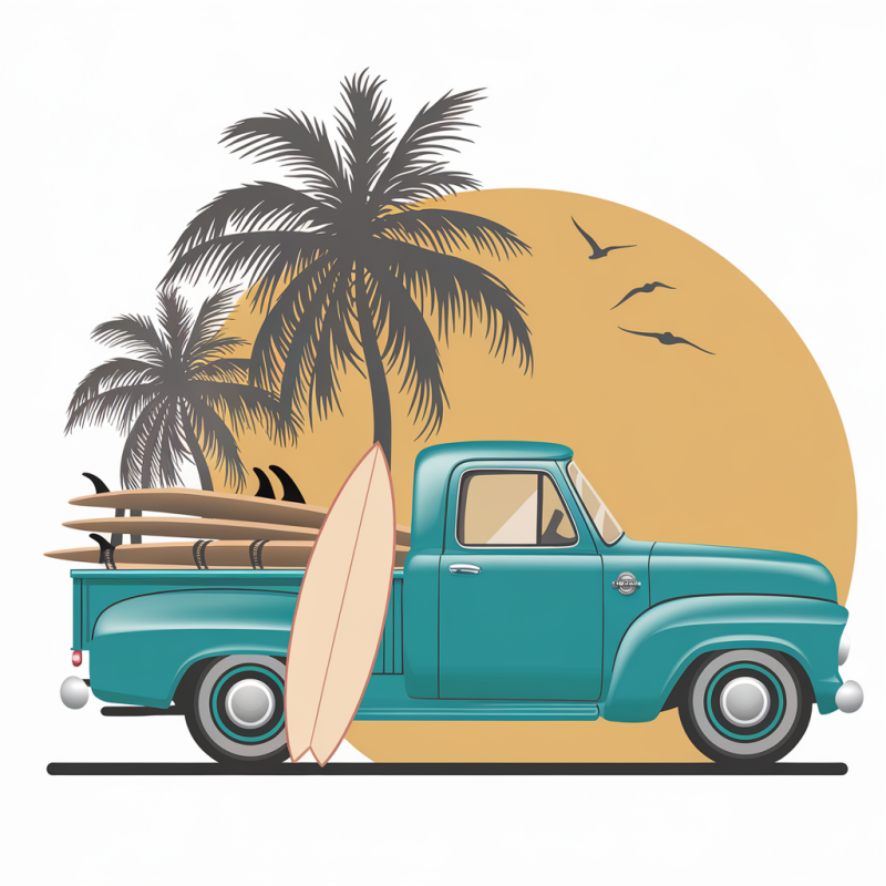 Vintage Surf Truck Graphic T-Shirt