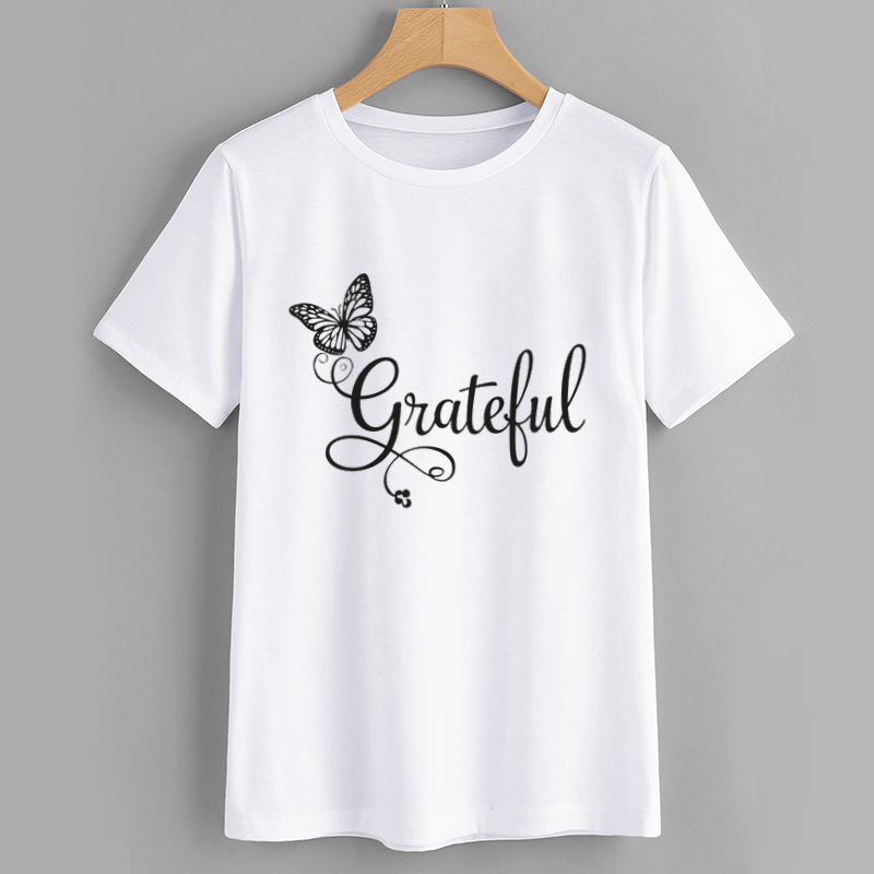 Grateful Butterfly Graphic Cotton T-Shirt